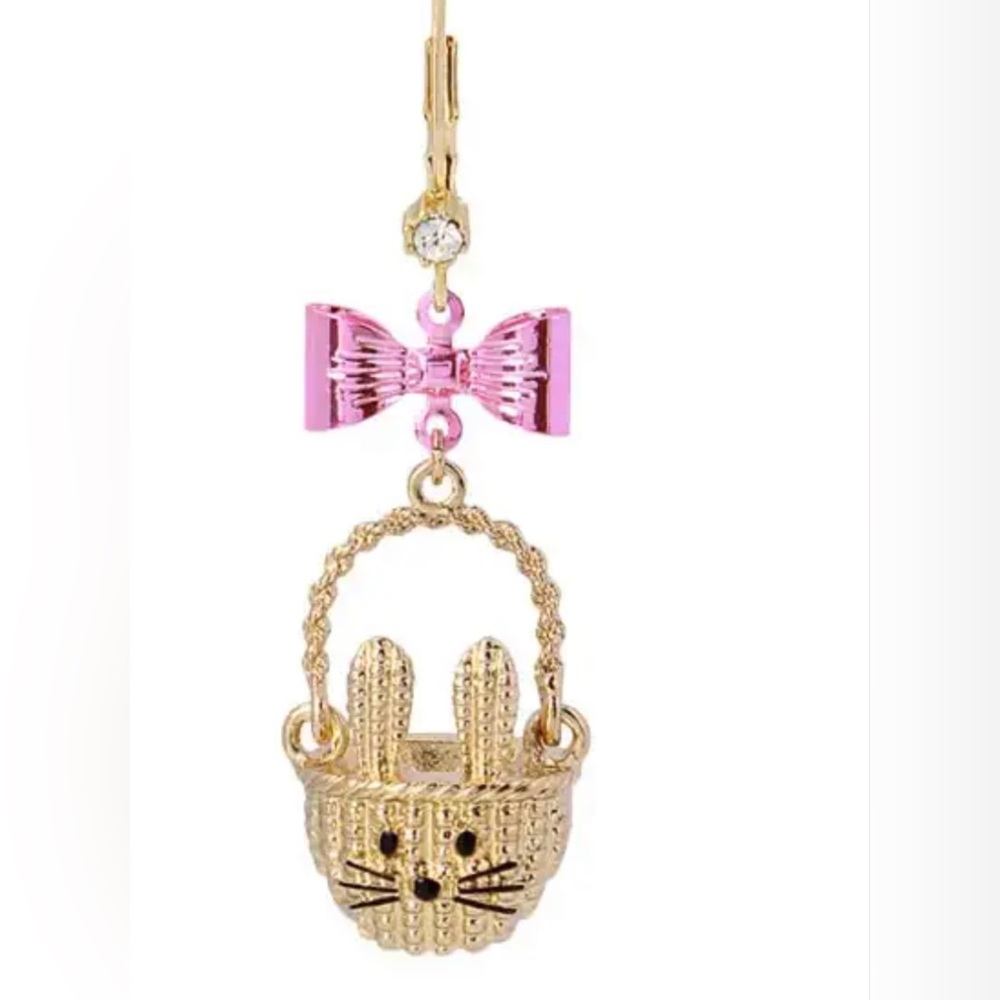 Betsey Johnson Black Bunny Basket Earrings